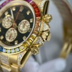 Rolex Replica 1:1 Watch Daytona Rainbow Yellow Gold Plated With Stone 40mm - Image 3