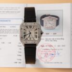 Cartier Santos With Moissanite Diamond Hong Kong Rep 11 Watch Leather Strap 39.8mm