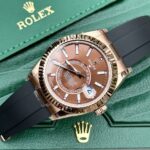 Rolex Replica Watch Sky-Dweller 336235 Chocolate Dial Rubber Strap 42mm