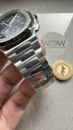 Replica PATEK PHILIPPE PPF Nautilus Chronograph Travel 5990 SS Grey Dial Stick on SS Bracelet A28-520 - Image 10