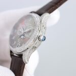 Fake Patek Philippe Replica Watch 4948G-001 Complications Ladies Annual Calendar Moon Phase 38mm Black Tahitian Mother of Pearl Arabic White Gold Diamond Set Leather(1:1 replica) - Image 4