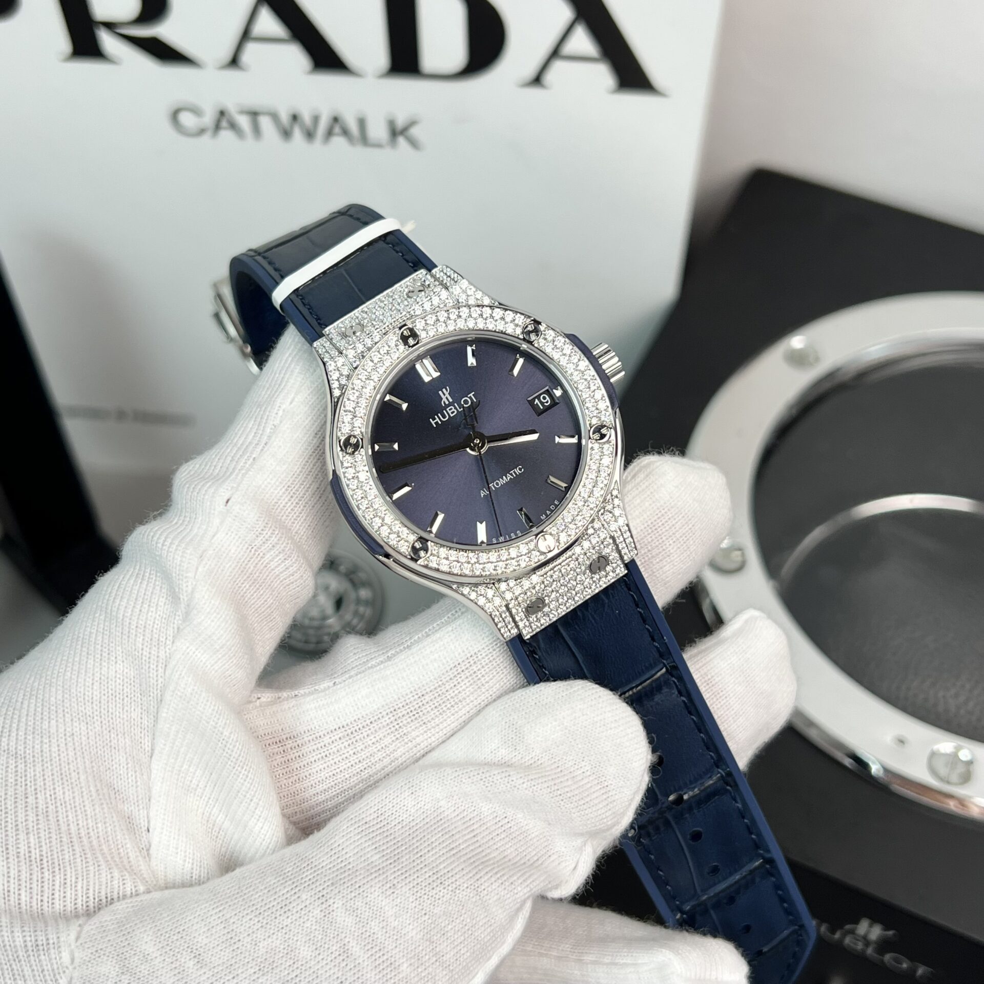 C6B1CABC-CCCD-0245-0A32-CC7517CA7768.jpg Hublot Classic Fusion Replica Watch Moissanite Diamond Blue 38mm - Image 1