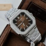 Patek Philippe Cubitus 5821 Dial Brown Replica Watch Full Diamonds Moissanite Hong Kong 45mm - Image 4