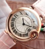 Replica Cartier Ballon Bleu 33mm RG White Dial Leather Strap Ronda Quartz - Image 2