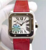 Replica Cartier V6 Santos 100 W20126X8 36mm White Dial Black Leather Strap - Image 10