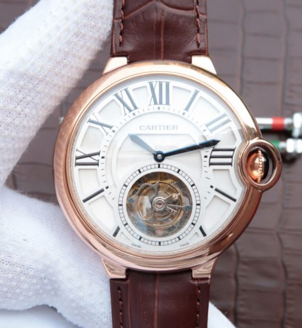 C8C3C5BC-F839-2B5E-1766-06B00C3D6E7F.jpg Replica Cartier Ballon Bleu Tourbillon RG Brown Leather Strap - Image 1