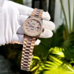 Rolex Day-Date Replica Watch Gold Wrapped End Moissanite Diamonds Baguette Custom 40mm - Image 6