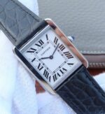 Replica Cartier Tank Solo SS White Dial Black Leather Strap Ronda Quartz - Image 5