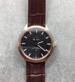 Replica Omega Globemaster Master Chronometer Black Dial RG Bezel Leather Strap A8900