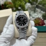 Rolex Replica Watch Day-Date 228236 Moissanite Diamond Black Dial 168gram GM V3 40mm