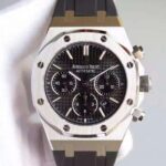 Replica Audemars Piguet Royal Oak Chronograph SS Black Dial Rubber Strap A7750