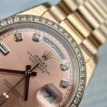 Rolex Clone Watch Day-Date Pink Dial President Strap EW Factory 31mm - Image 4