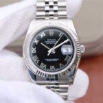 Replica Rolex DateJust 36mm SS 116234 ARF Black Dial Roman Markers 904L SS Bracelet SA3135