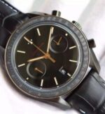 Replica Omega Speedmaster Moonwatch Co-Axial Chronograph Sedna Black Leather A9300 - Image 2
