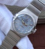 Replica Omega V6 Constellation 27mm SS Blue Dial Diamonds Markers SS Bracelet A8520 - Image 2