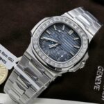 Patek Philippe Nautilus 5724G Refined Dial Replica Watch Custom Diamonds Moissanite Baguette 40mm - Image 4