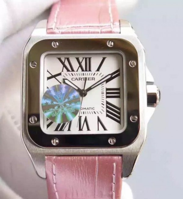D0E8FC68-CEA2-94CB-317E-406B7B939F80.jpg Replica Cartier V6 Santos 100 W20126X8 36mm White Dial Black Leather Strap - Image 1