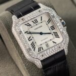 Cartier Santos With Moissanite Diamond Hong Kong Rep 11 Watch Leather Strap 39.8mm - Image 3