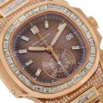 18K Rose Gold Patek Philippe Nautilus 5980/1R 40.5mm Brown Dial 25CT Diamonds(1:1 replica) - Image 2