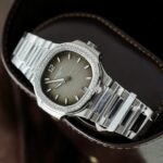 Patek Philippe Nautilus 7118 Copies Watch Gray Dial Custom Diamonds Moissante 3K Factory 35.2mm - Image 3