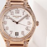 Fake Diamond Watch Replica Patek Philippe Twenty~4 Ladies Rose Gold Silver Dial 7300/1201R-001(1:1 replica) - Image 6