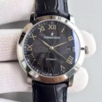 Replica Audemars Piguet Jules Audemars 15170 Roman numerals SS Black Dial Leather Strap A3120