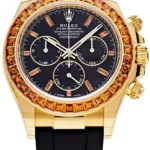 Rolex Daytona Yellow Gold Orange Sapphire Bezel Black Dial 116588SACO(1:1 replica)
