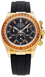 Rolex Daytona Yellow Gold Orange Sapphire Bezel Black Dial 116588SACO(1:1 replica)