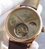 Replica IWC Portuguese Tourbillon Power Reserve Moonphase RG Markers Gray Dial - Image 2