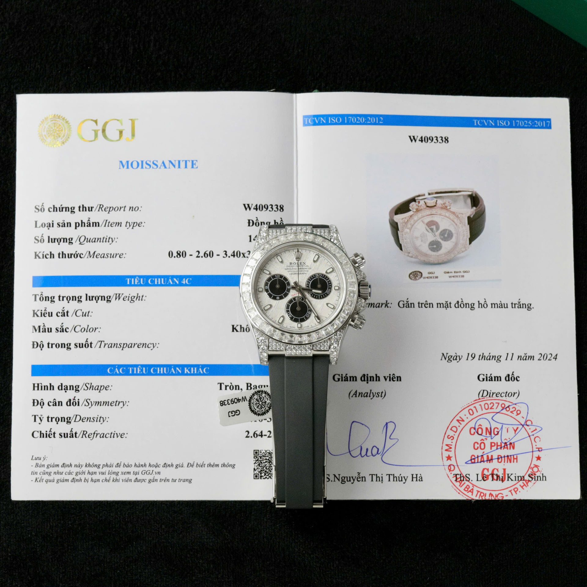 D82F7145-BAE9-0CAC-E071-9F1BED3C0124.jpg Rolex Daytona Replica Watch Dial Meteorite Custom Diamonds Moissanite Baguette 40mm - Image 1