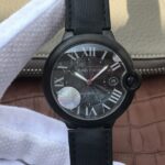 Replica Cartier JF Ballon Bleu 42mm DLC All Black Black Textured Dial Leather Strap A1847
