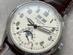 Replica PATEK PHILIPPE Perpetual Calendar 5320G-001 SS GSF 1:1 Best Edition Cream Dial on Brown Leather Strap A324 - Image 6