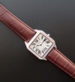 Replica Cartier Santos WH100651 Diamond SS White Dial Leather Strap A9015 - Image 8