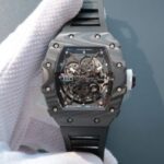Replica Richard Mille RM035 Rafael Nadal Forge Carbon Titanium Case KVF Skeleton Dial White Rubber Strap MIYOTA8215