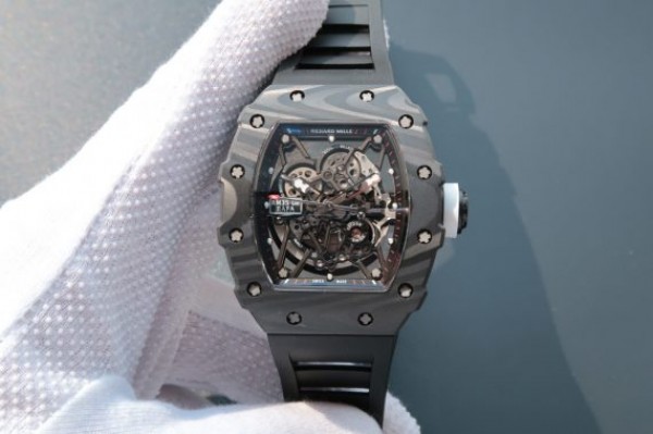 D9990BEB-EC27-7578-B3D6-FD9F6ED53532.jpg Replica Richard Mille RM035 Rafael Nadal Forge Carbon Titanium Case KVF Skeleton Dial White Rubber Strap MIYOTA8215 - Image 1