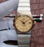Replica Omega V6 Constellation 35mm YG Bezel YG Textured Dial SS Bracelet A2500