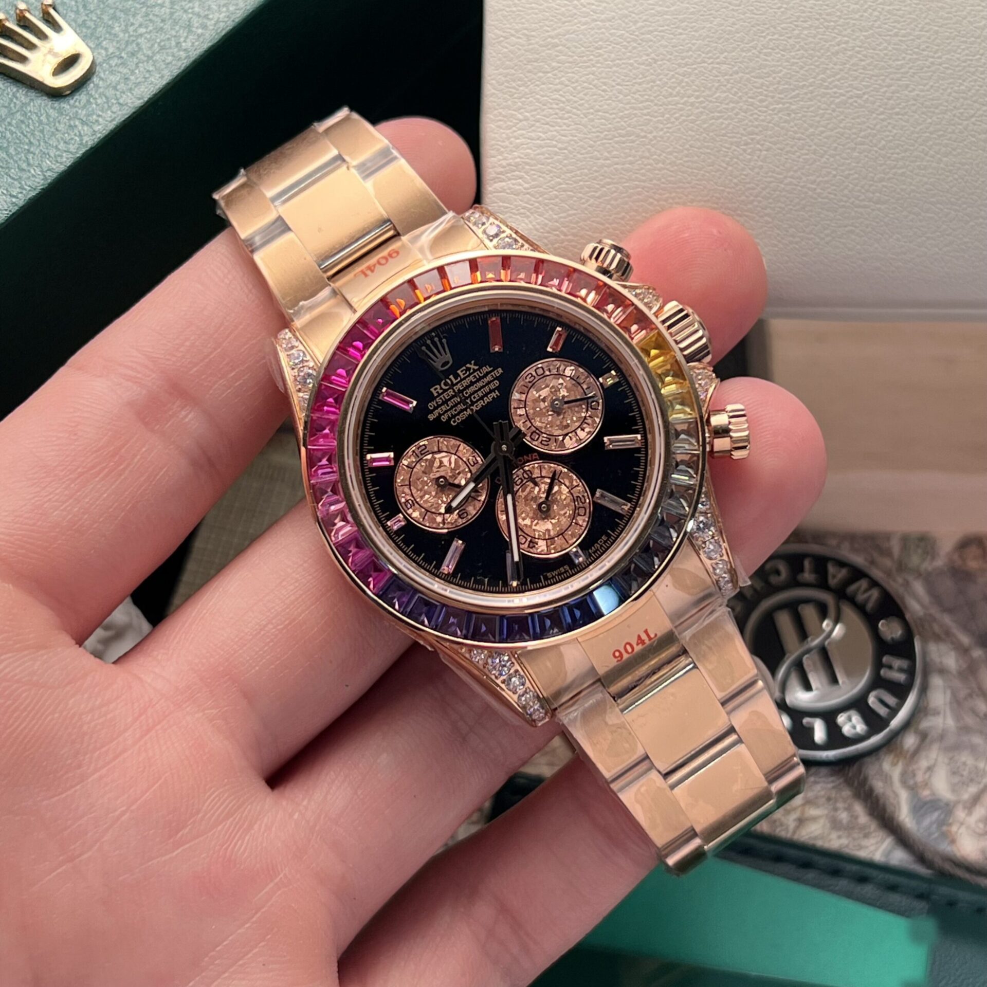 DAA5CE1F-8B20-79F1-B139-85C57F0757C7.jpg Rolex Best Replica Watch Cosmograph Daytona 116595RBOW Black Dial Noob Factory 40mm - Image 1