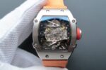 Replica Richard Mille RM027 SS Skeleton Dial Black Inner Bezel Orange Nylon Strap 6T51