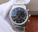Replica Omega OMF De Ville Chronograph 42mm Black Dial SS Bracelet A9300