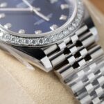 Rolex Replica Watch DateJust Blue Dial With Moissanite Diamond Bezel Factory Clean 41mm - Image 7