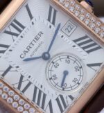 Replica Cartier Tank MC RG White Textured Dial Diamonds Bezel Leather Strap - Image 2