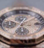 Replica Audemars Piguet JF Royal Oak Offshore RG Full Paved Diamonds Leather Strap A7750 - Image 2