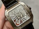Fake Cartier watch Santos large model mechanical movement Black ADLC Steel Skeleton Dial WHSA0009 TWF(1:1 replica) - Image 8
