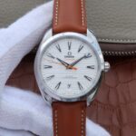 Replica Omega XF Aqua Terra Master White Textured Dial Orange Hands Leather A8900