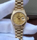 Replica Rolex DateJust 31mm Fluted Bezel RG Case RG Gold Dial A2235