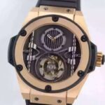 Replica Hublot Big Bang 44mm Vendome Real Tourbillon Rose Gold Black Rubber Strap