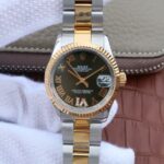 Replica Rolex DateJust 31mm 178383 RG Fluted Bezel Blue Dial A2235