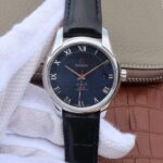 Replica Omega V6 De Ville 41mm SS Blue Dial Black Leather Strap A8500
