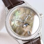 Fake Patek Philippe Replica Watch 4948G-001 Complications Ladies Annual Calendar Moon Phase 38mm Black Tahitian Mother of Pearl Arabic White Gold Diamond Set Leather(1:1 replica) - Image 3
