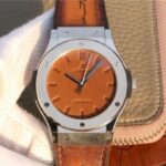 Replica Hublot Classic Fusion 45mm SS Berluti Scritto Brown Leather Dial Gummy Strap A2892